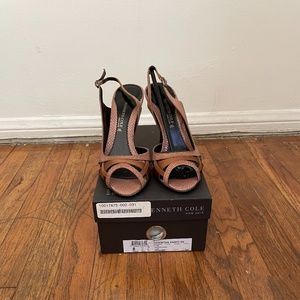 Brown Peep Toe Sling back Heels